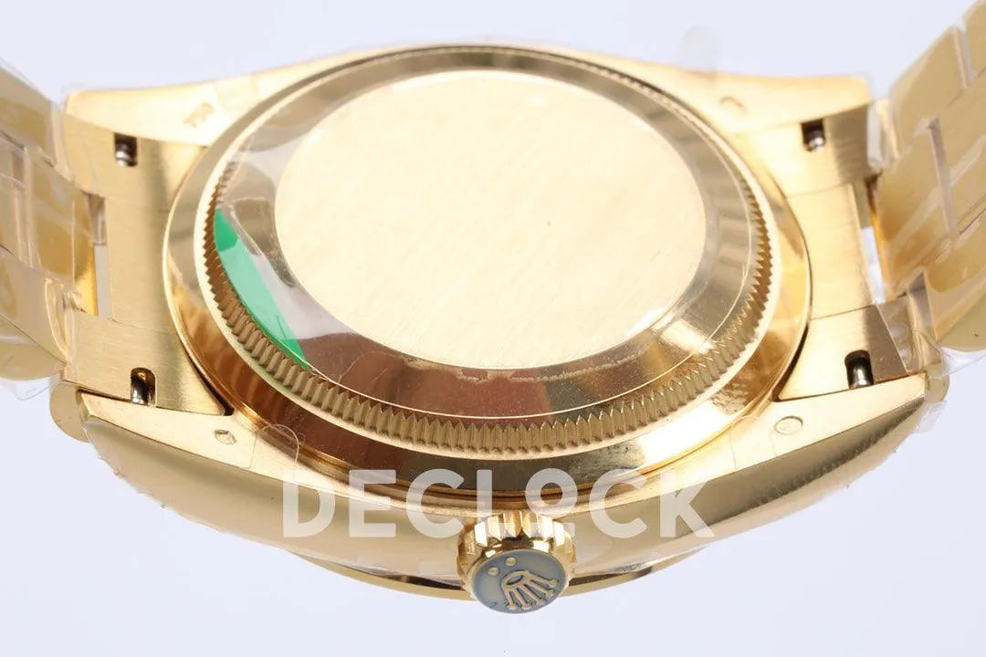 Replica Rolex Day-Date 36 128348RBR Brown Dial with Diamond Bezel in Yellow Gold - Replica Watches