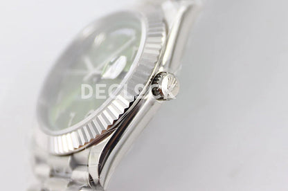 Replica Rolex Day-Date 40 228206 Green Dial in Platinum with Arabic Markers - Replica Watches