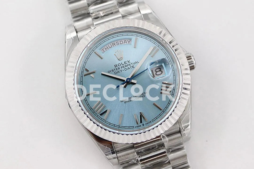 Replica Rolex Day-Date 40 228236 Blue Dial in Platinum - Replica Watches