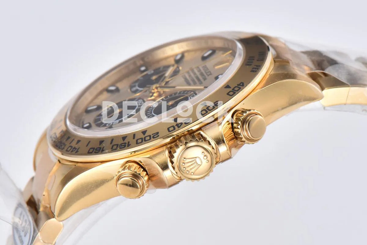 Replica Rolex Daytona 116508 Champagne/Black Dial in Yellow Gold - Replica Watches