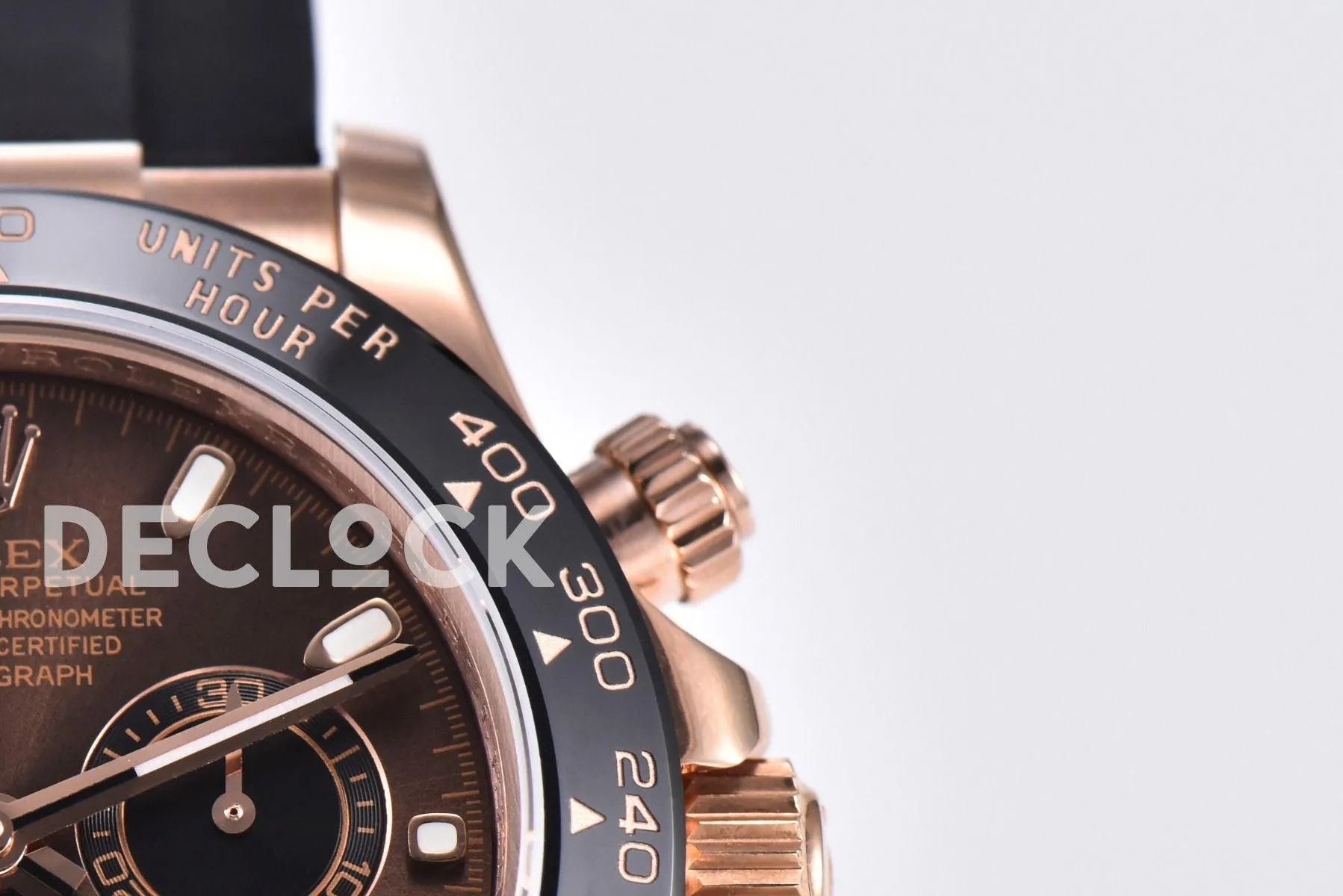 Replica Rolex Daytona 116515 Chocolate Dial in Rose Gold on Rubber Strap - Replica Watches