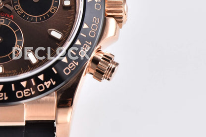 Replica Rolex Daytona 116515 Chocolate Dial in Rose Gold on Rubber Strap - Replica Watches