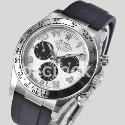 Replica Rolex Daytona 116519 White Dial in White Gold on Rubber Strap - Replica Watches