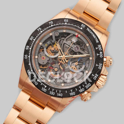 Replica Rolex Daytona 116520 Skeleton La Montoya in Rose Gold - Replica Watches