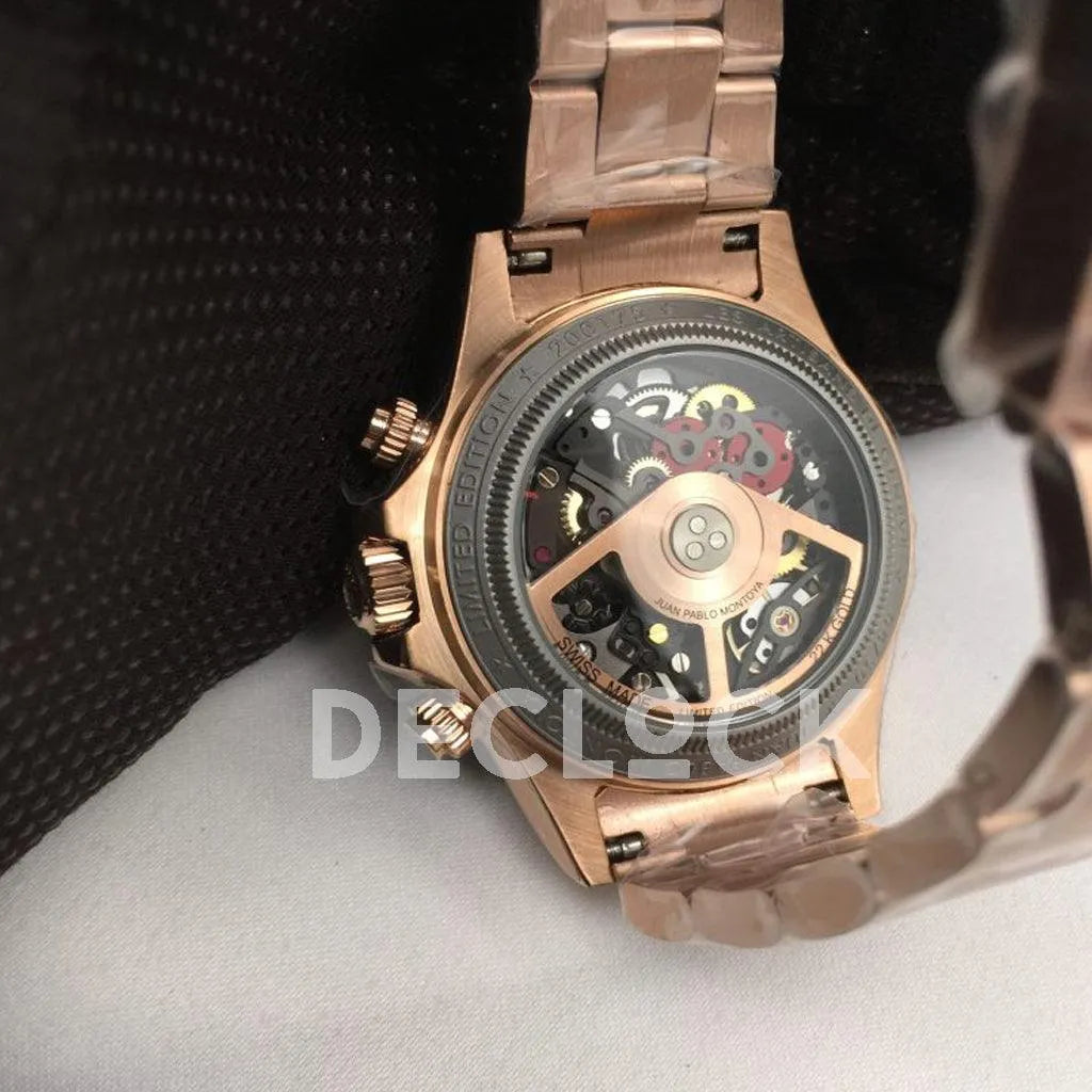 Replica Rolex Daytona 116520 Skeleton La Montoya in Rose Gold - Replica Watches