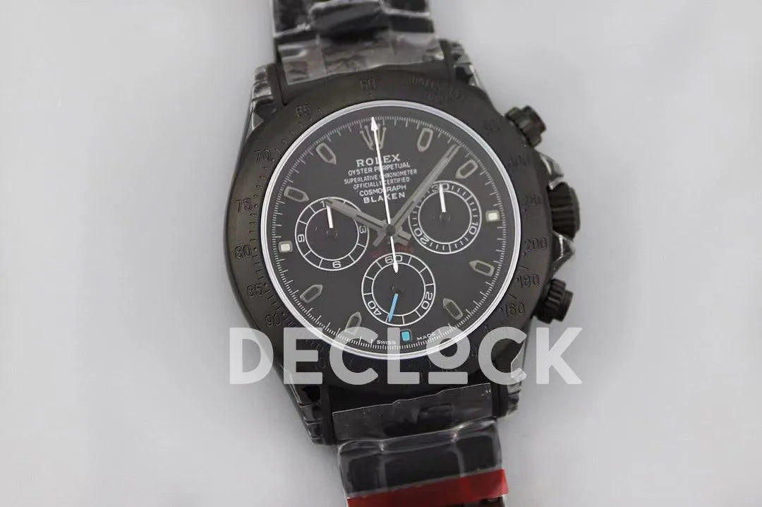 Replica Rolex Daytona Blaken Black DLC Bezel in Black Dial - Replica Watches