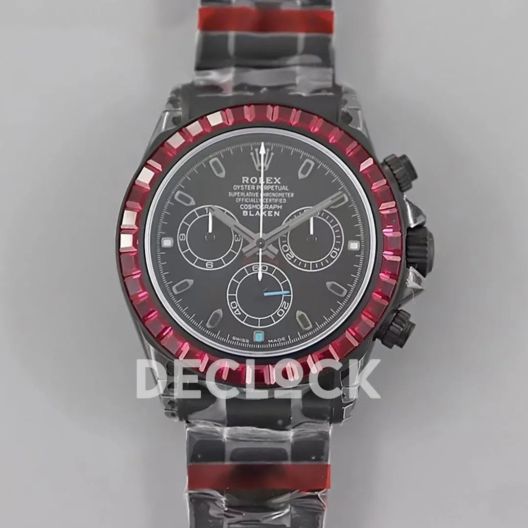 Replica Rolex Daytona Blaken Purple Diamond Bezel in Black Dial - Replica Watches