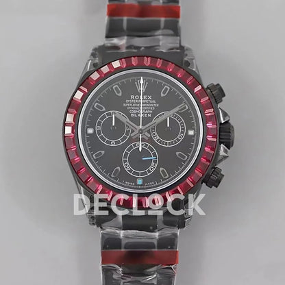 Replica Rolex Daytona Blaken Purple Diamond Bezel in Black Dial - Replica Watches