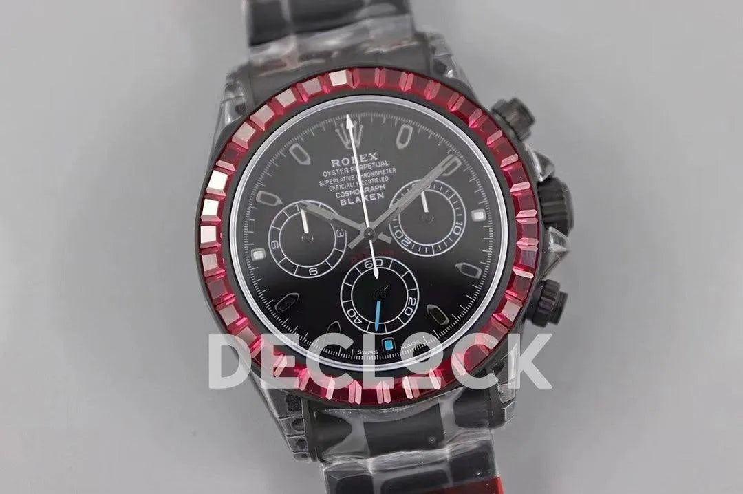 Replica Rolex Daytona Blaken Purple Diamond Bezel in Black Dial - Replica Watches