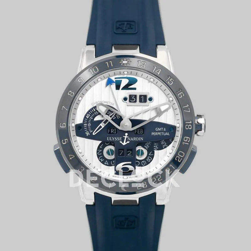 Replica Ulysse Nardin El Toro White Dial in Steel on Blue Rubber - Replica Watches