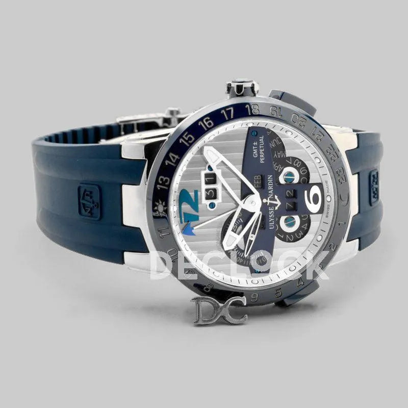 Replica Ulysse Nardin El Toro White Dial in Steel on Blue Rubber - Replica Watches