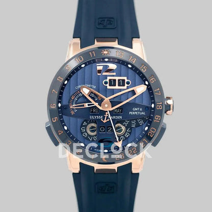 Replica Ulysse Nardin Executive EL Toro Blue Dial in Rose Gold on Blue Rubber - Replica Watches