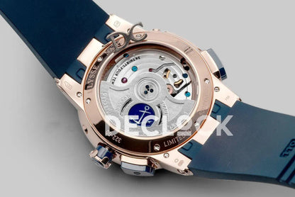 Replica Ulysse Nardin Executive EL Toro Blue Dial in Rose Gold on Blue Rubber - Replica Watches