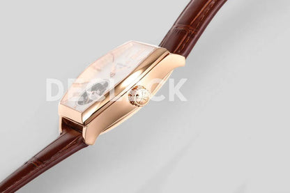 Replica Vacheron Constantin Malte Tourbillon Rose Gold on White Dial on Brown Croco Leather Strap - Replica Watches