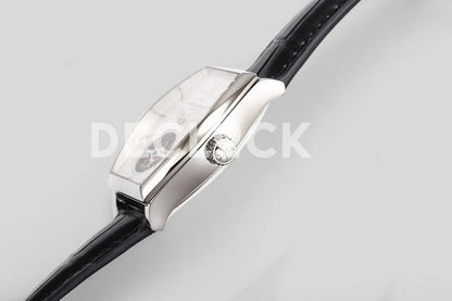 Replica Vacheron Constantin Malte Tourbillon Steel on White Dial on Black Croco Leather Strap - Replica Watches