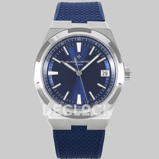 Replica Vacheron Constantin Overseas Automatic Blue Dial in Steel on Blue Rubber - Replica Watches