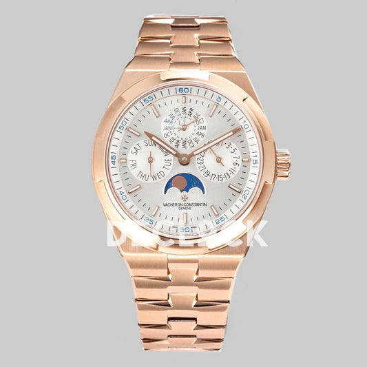 Replica Vacheron Constantin Overseas Perpetual Calendar Rose Gold on Silver Dial - Replica Watches