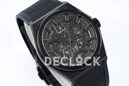 Replica Zenith Defy Classic Skeleton Black Bezel on Black Rubber Strap - Replica Watches