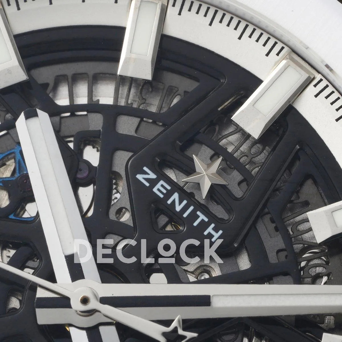 Replica Zenith Defy Classic White Bezel Skeleton White Dial on White Nylon Strap - Replica Watches